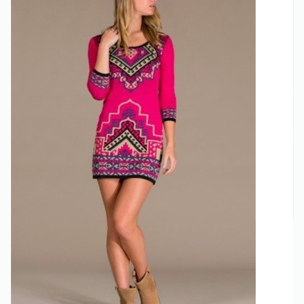 GORGEOUS AZTEC PRINT SWEATER DRESS